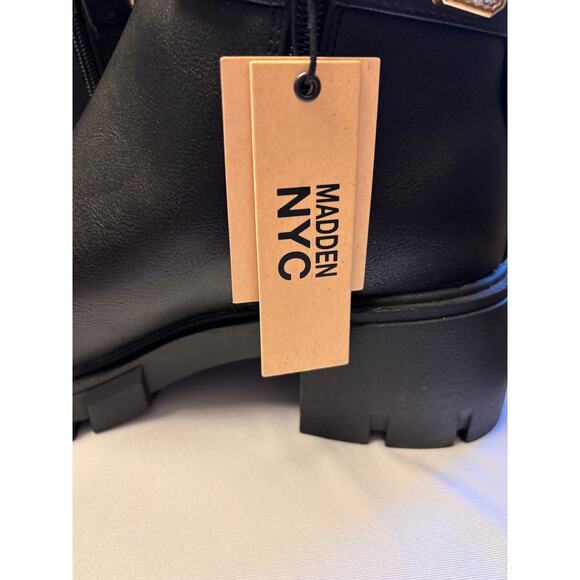 Madden NYC Women's NWT Rhinestone Chain Lug Sole Chelsea Bootie Size 8 Dressy - Picture 6 of 8